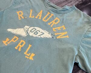 Vintage Polo Jeans Co Ralph Lauren Mens L P-Wing PRL 067 Graphic T Shirt Green